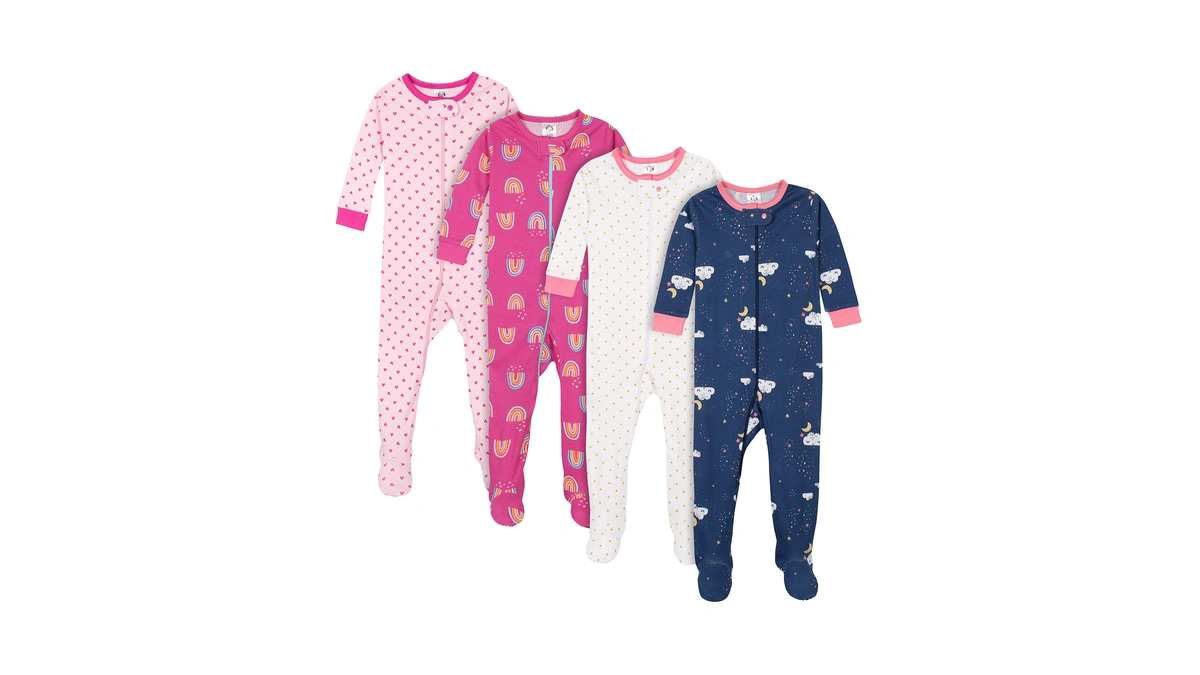 Gerber Baby Girls 4-pack Footed Pajamas And Toddler Sleepers, Dreams