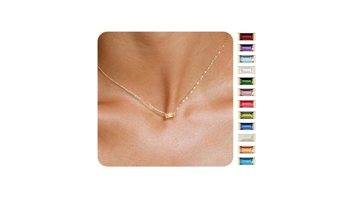 Znboh Birthstone Necklace For Women Dainty Trendy 14k Gold Plated