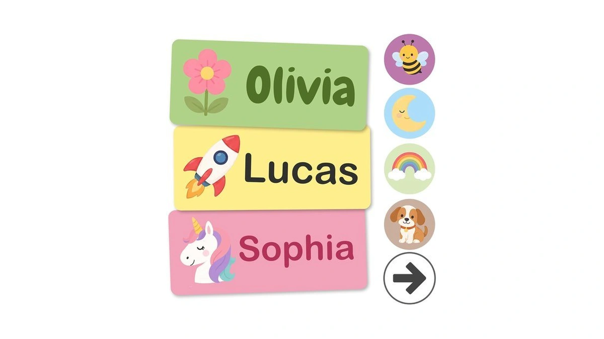 80 Count Personalized Labels, Custom Daycare Name Labels