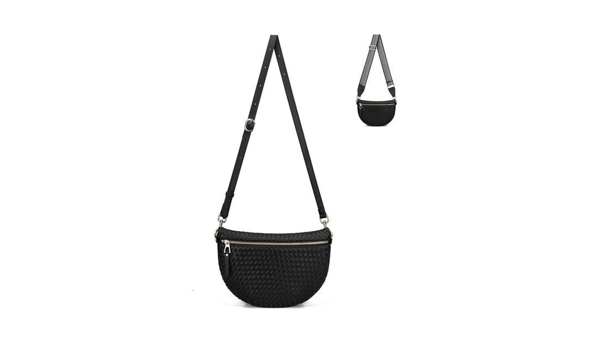 Lanalulu Woven Leather Corssbody Bags For Women Medium Checkered Fanny