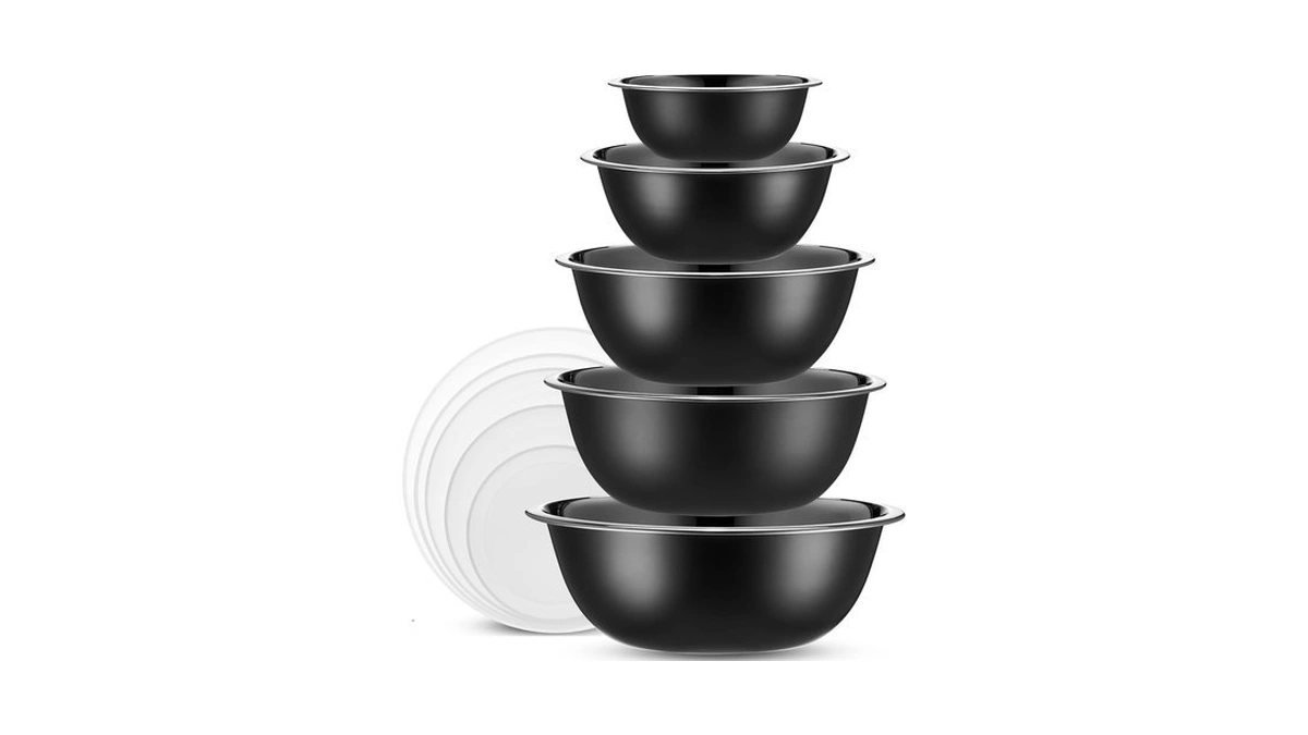 10-piece Stainless Steel Mixing Bowl Set With Lids For Food