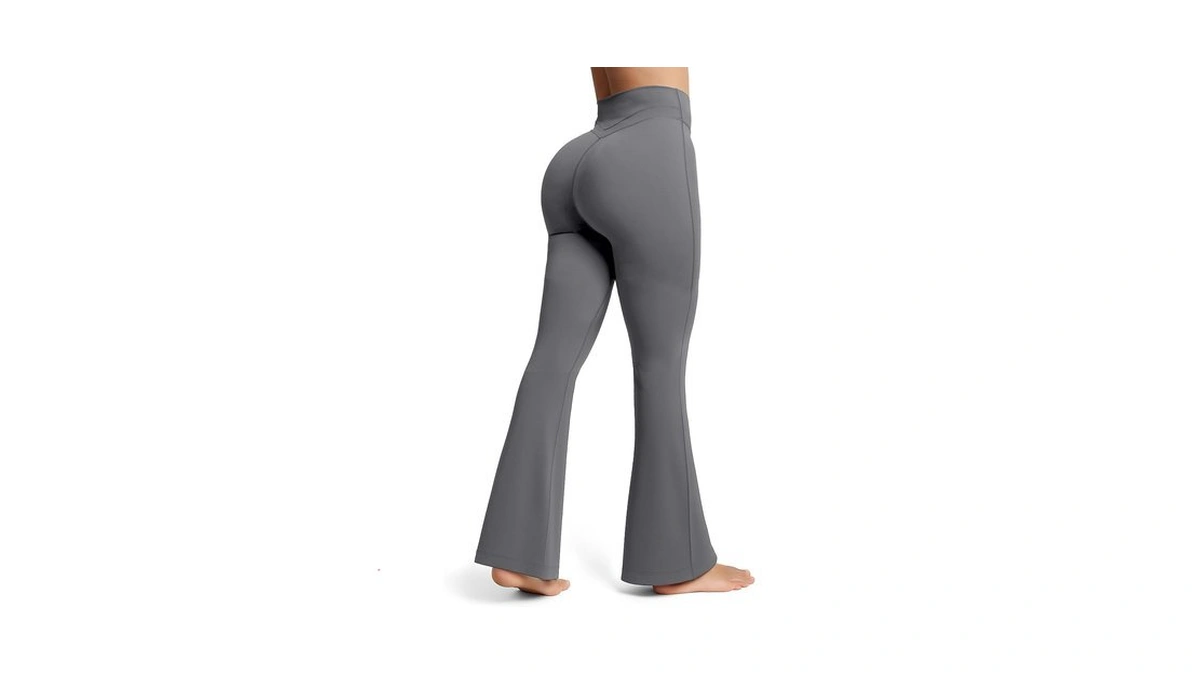 Olmlmt No Front Seam Flare Leggings For Women, Graphite Grey,