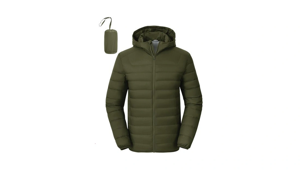 Rdruko Men's Puffer Down Jacket Lightweight Packable Hooded Puffy Winter