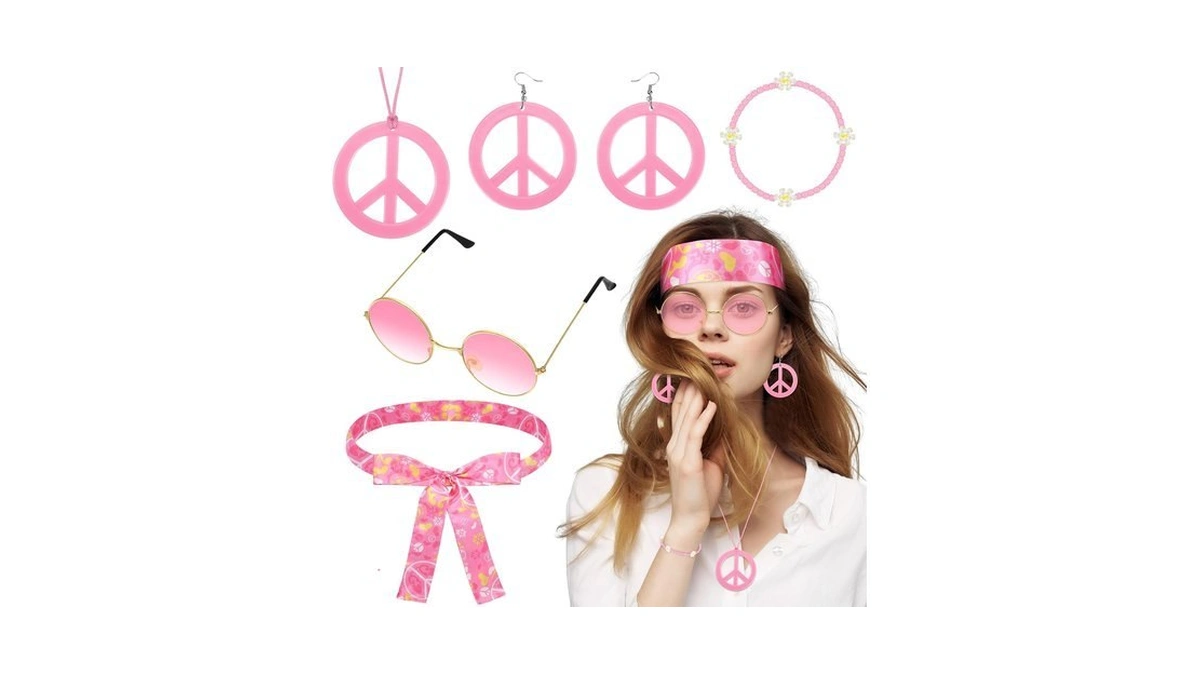 Batiyeer 6 Pcs Hippie Accessories For Women, Boho Peace Sign