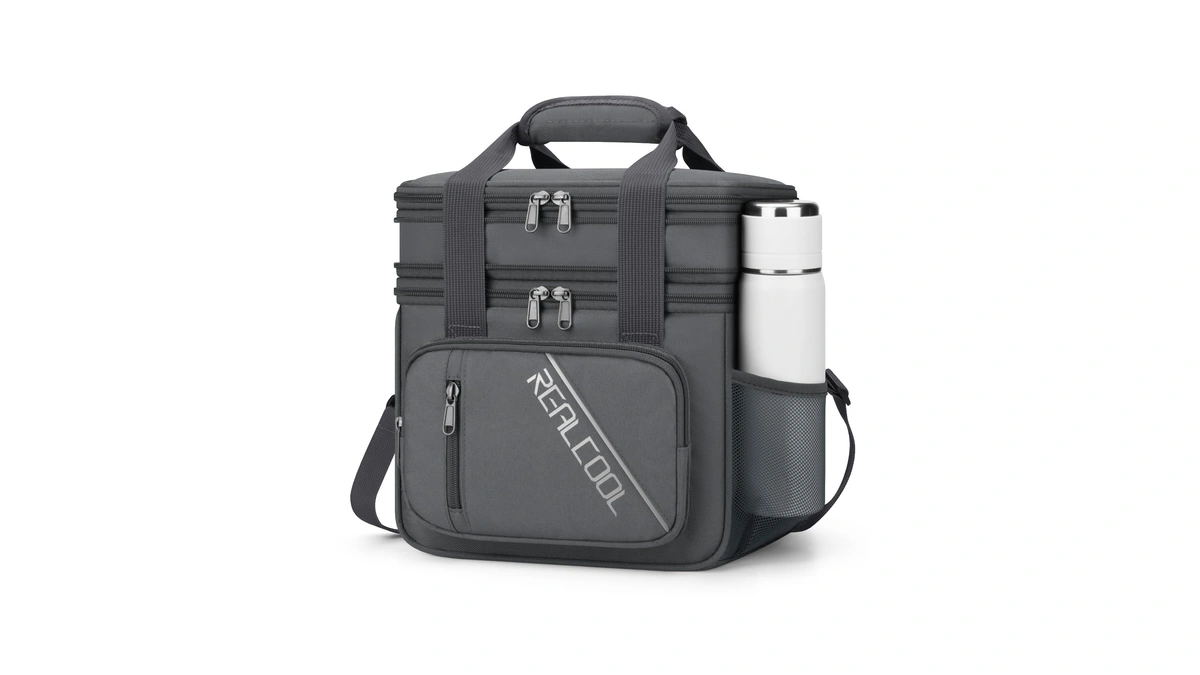 Realcool Insulated Lunch Bag, Portable Double Deck Lunch Box For