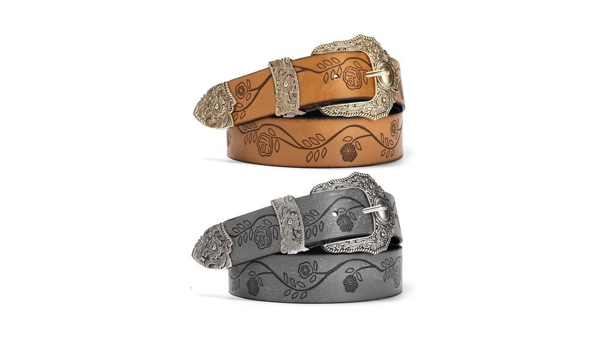 Maikun 2 Pack Western Belt For Women, Country Cowgirl Belt