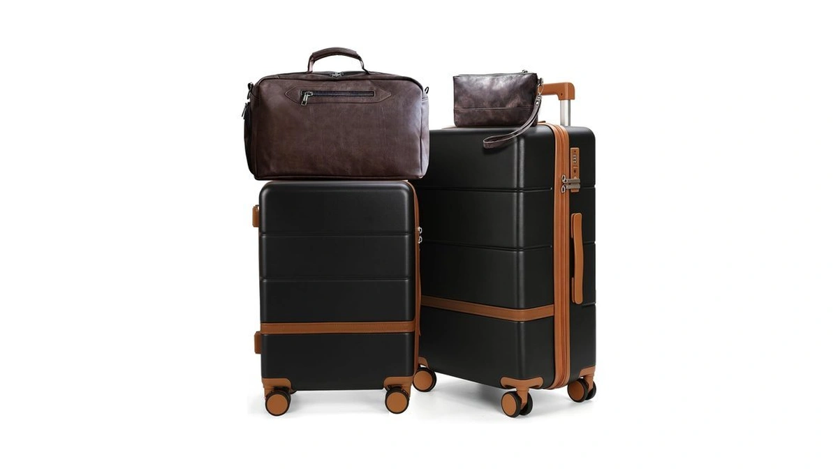 Maungti 4 Piece Luggage Set, 20/24 Inchi Large Checked Hard