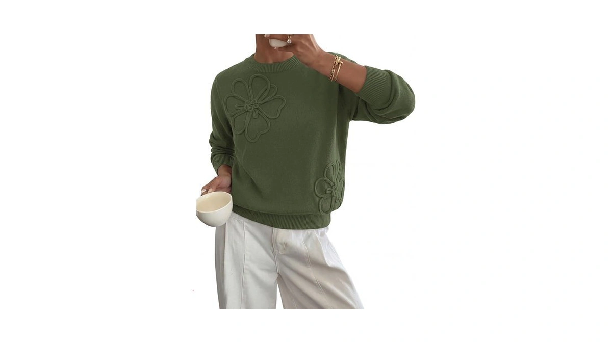 Btfbm Fall Long Sleeve Sweaters For Women Trendy,army Green,small