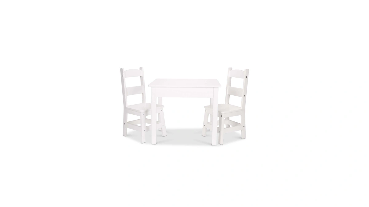 Melissa & Doug Wooden Kids Table & Chairs Set, Montessori,