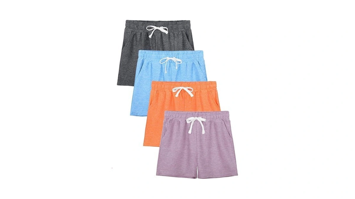 4 Pack Girls Shorts Athletic Basketball Shorts With Drawstring Pocket
