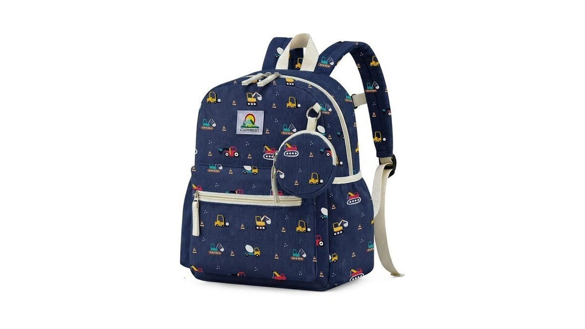 Meridova Corduroy Toddler Backpack For Boys 2-5: Construction Kids Backpack