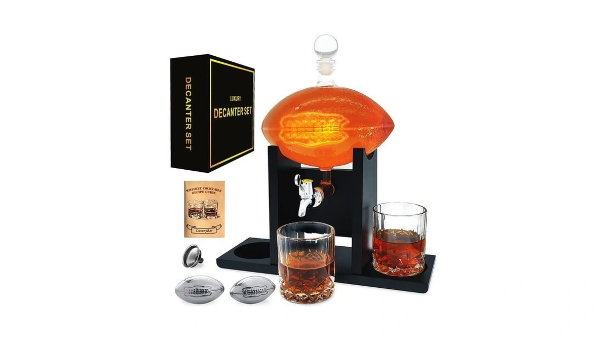 Football Whiskey Decanter Set With Spout Chiller 47oz Decanter Sets