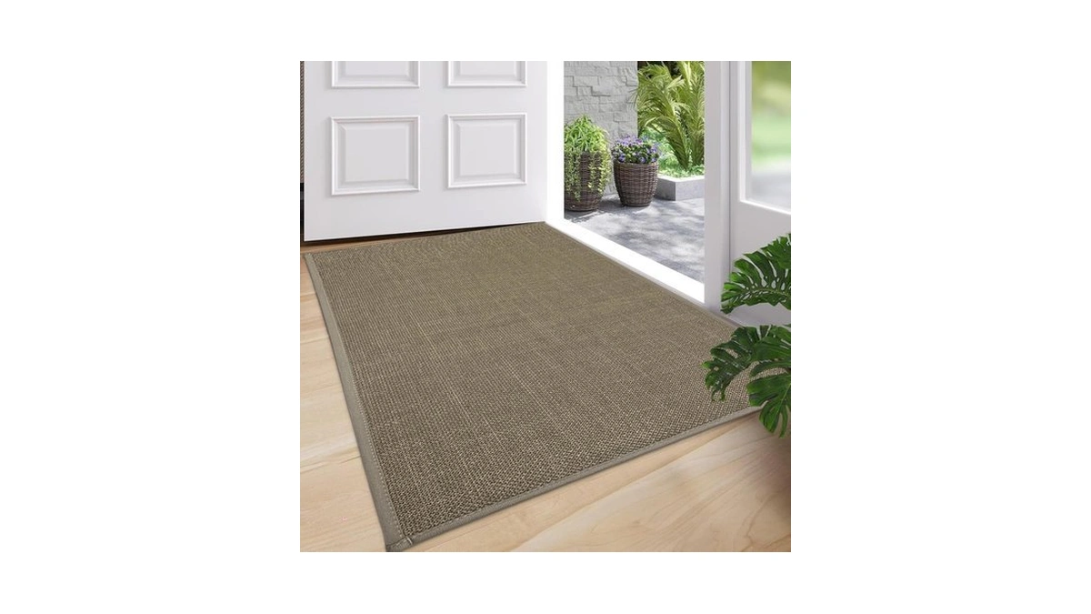 Ultra Thin Indoor Door Mat, 30"x17" Modern Geometric Low Profile