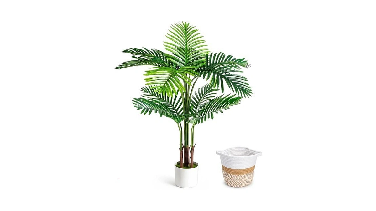 Tneltueb 4ft Artificial Palm Tree, Tall Faux Plant Indoor Home
