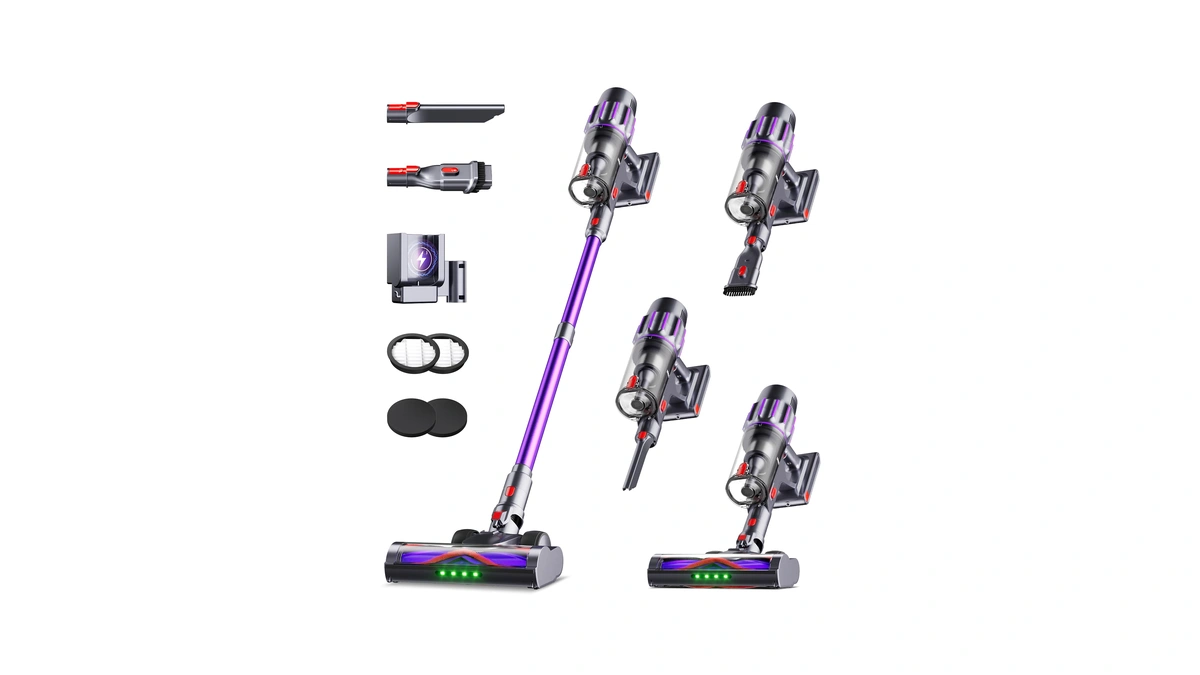90mins Cordless Vacuum Cleaner,upgraded 650w 55kpa Cordless Stick Vacuum With