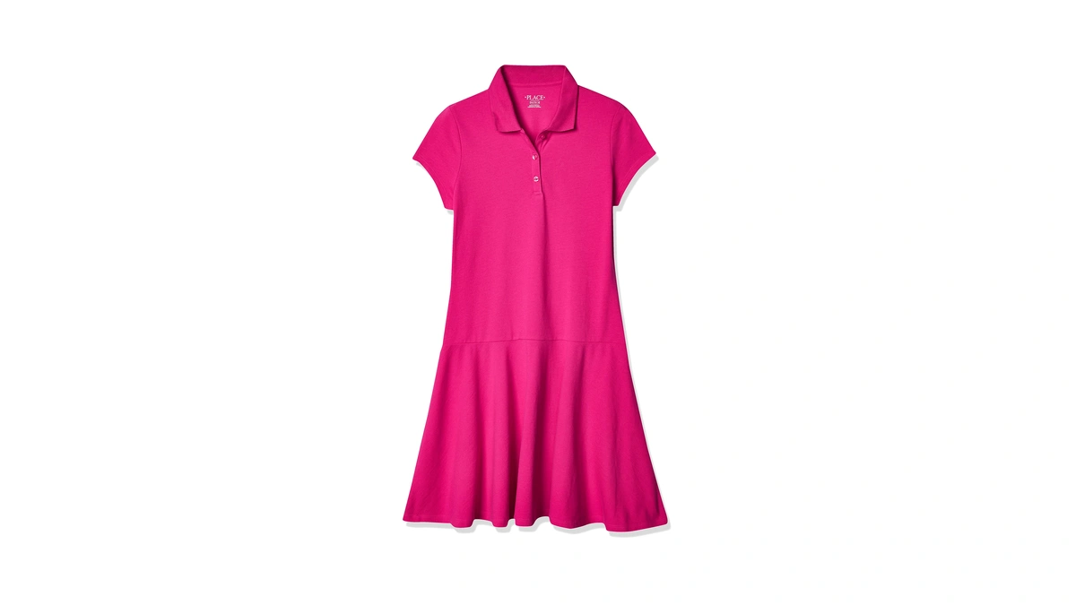 The Children's Place Girls' Uniform Pique Polo Dress Aurora Pink