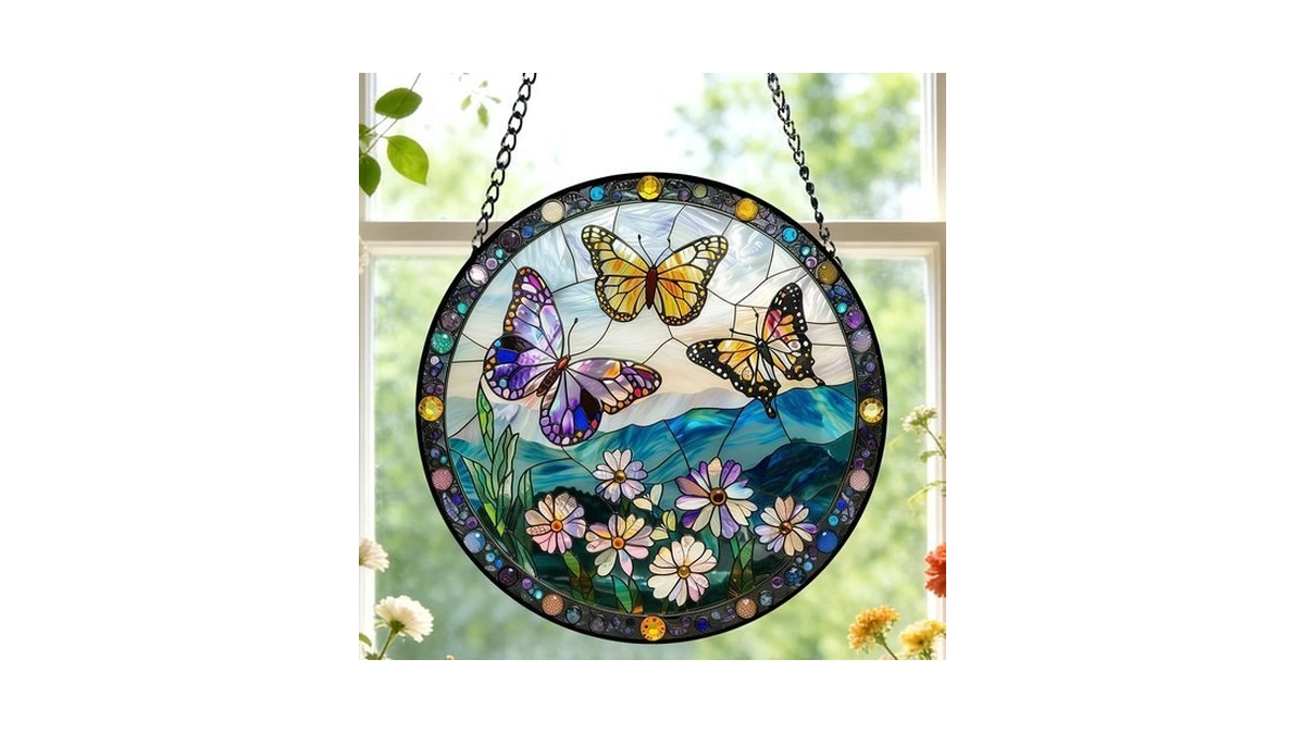 Stained Glass Butterfly Suncatcher Window Hanging Birthday Gifts For Women