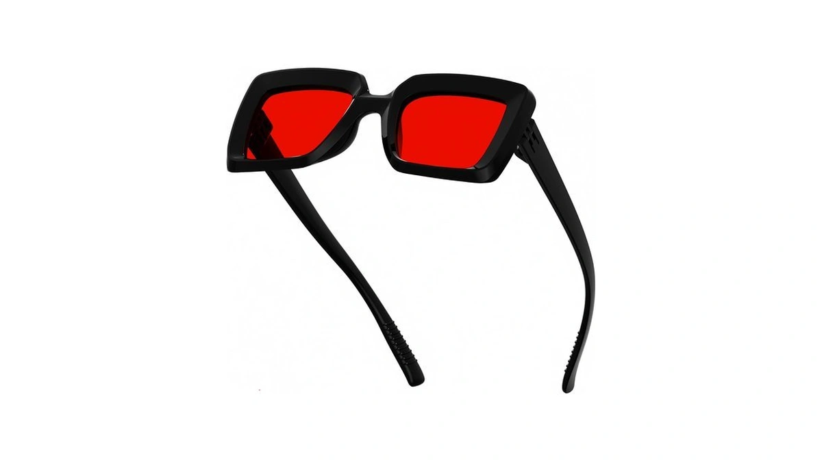 Eyekepper Square Red Lens Blue Light Blocking Glasses Women, Black