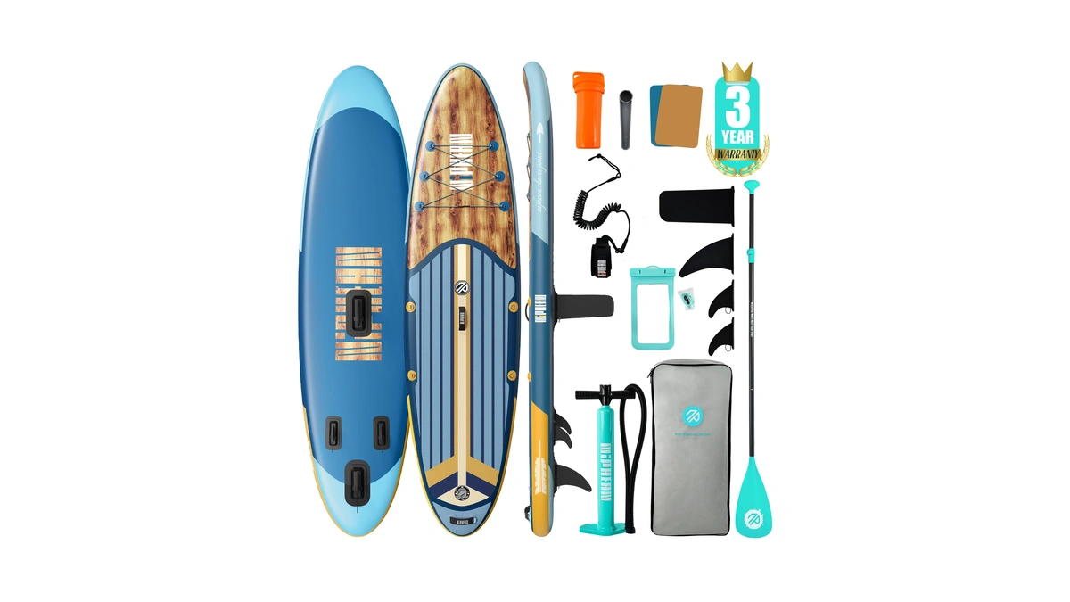 Niphean Inflatable Stand Up Paddle Board With Sup Accessories,blue Wood