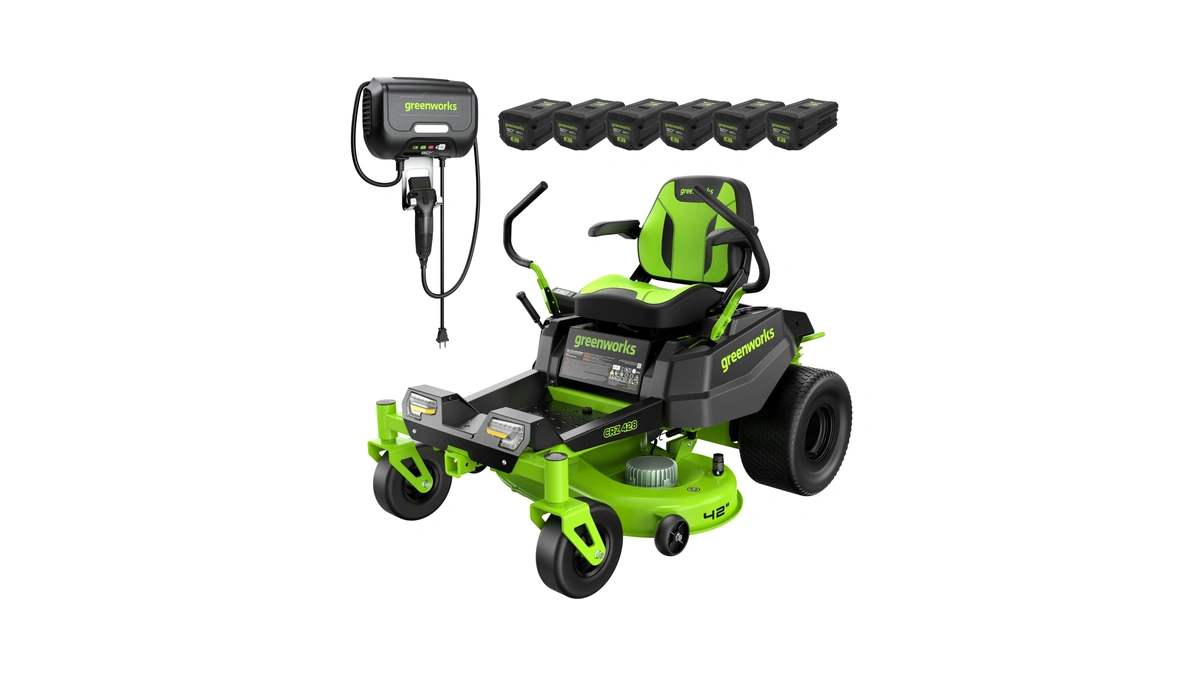 Greenworks 80v 42" Crossoverz Zero Turn Riding Lawn Mower, (6)