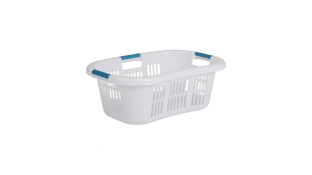 Rubbermaid Large Hip-hugger Laundry Basket/hamper, 1.5-bushel, White, Stackable Storage Bin/organizer