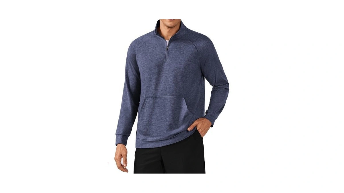 Pinspark Mens Sweatshirts Quarter Zip Lightweight Long Sleeve Pullover