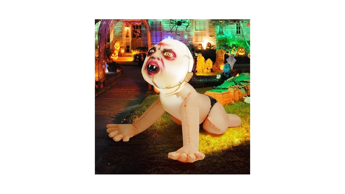 Goosh 4 Ft Halloween Inflatable Zombie Outdoor Decorations Blow Up