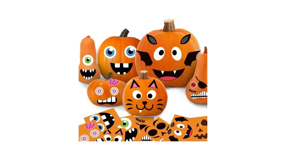 Pumpkin Decor Face Stickers Pumpkin Decorating Kit Halloween Stickers