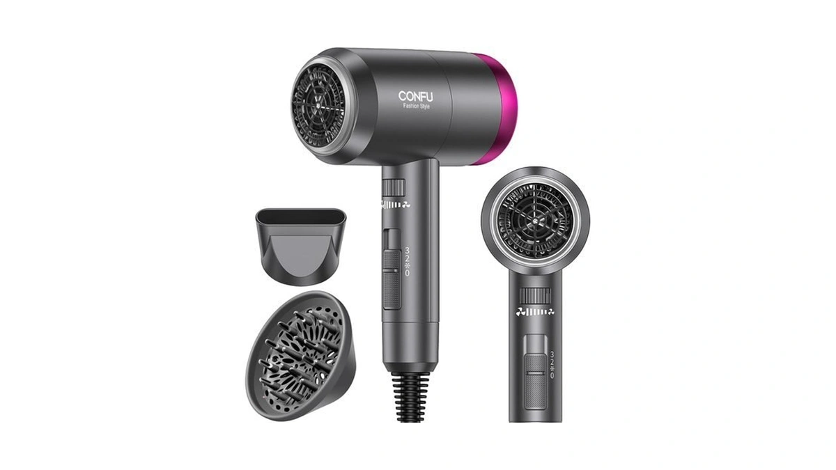Confu Ionic Blow Dryer 1600w, Portable Lightweight Fast Drying Negative