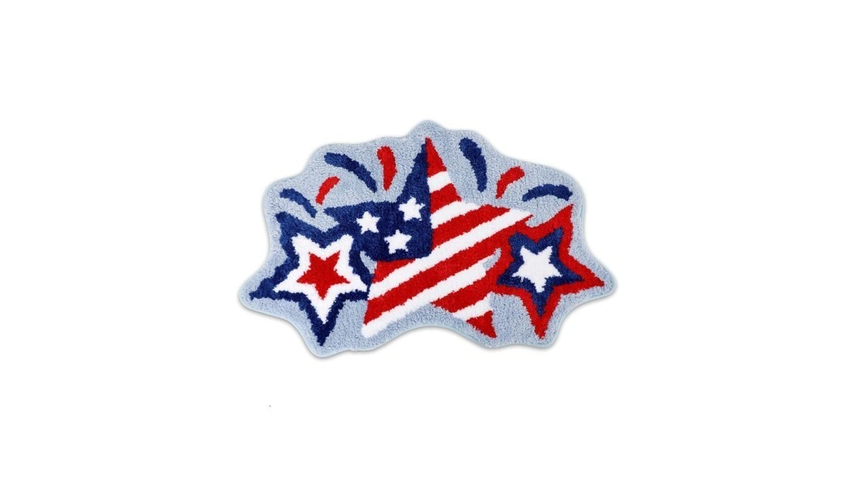 Percozzi 4th Of July Bath Mat Patriotic Rug Stars Tufted