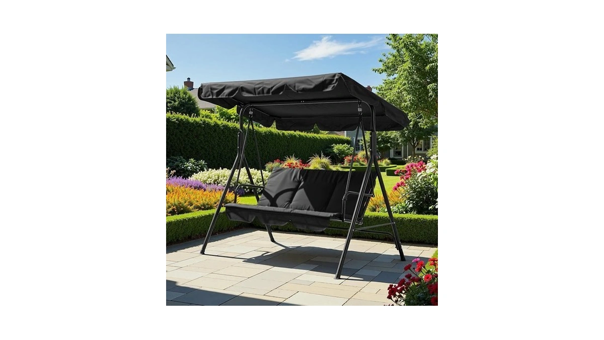 Garveetech 3 Person Porch Swing Chair,outdoor Patio Swing Chair With