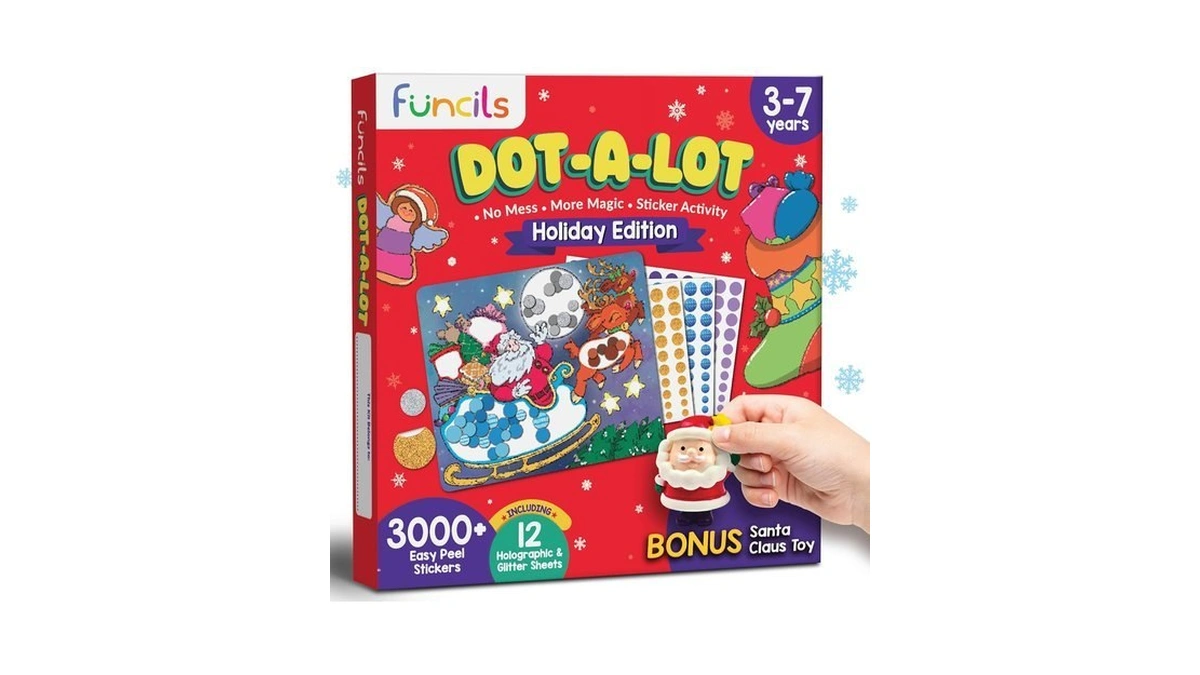 Christmas Dot Art Activity For Kids - Holiday Theme Stickers