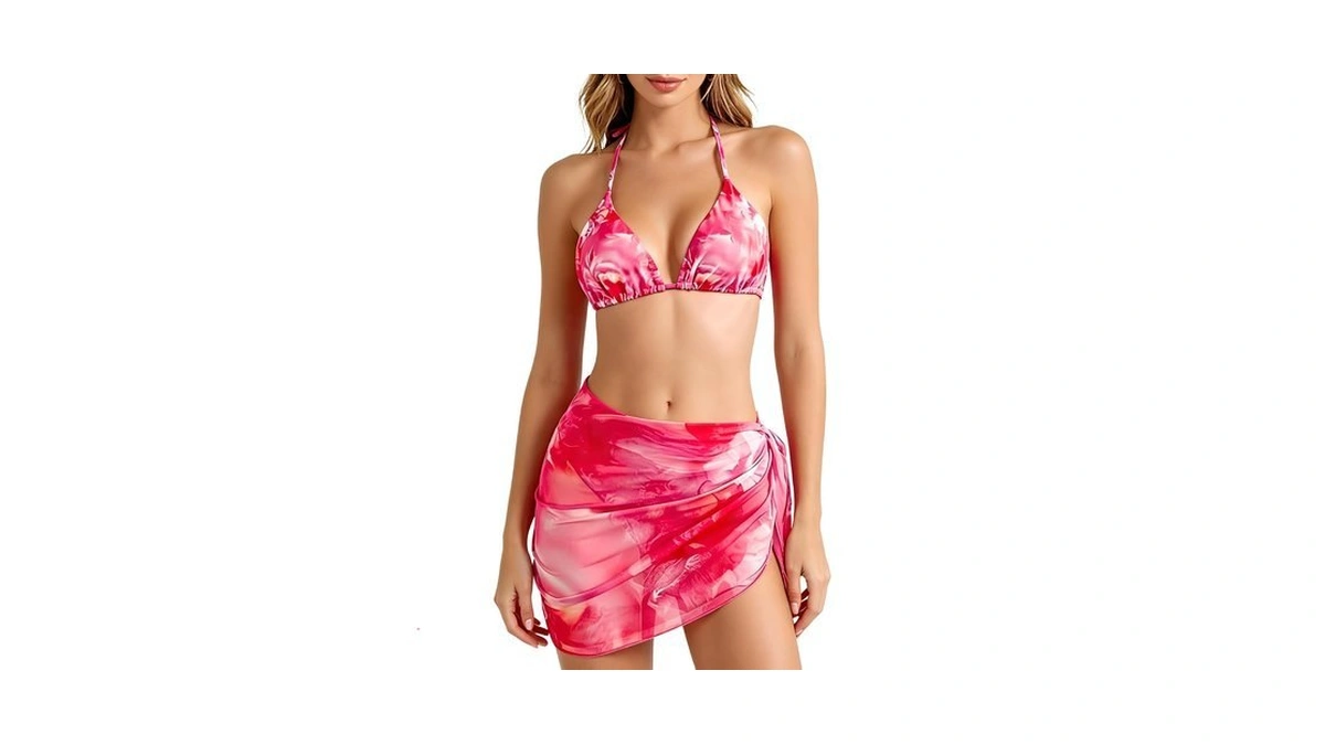 Shenhe Women's 3 Piece Tie Up Bikini Set And Tie