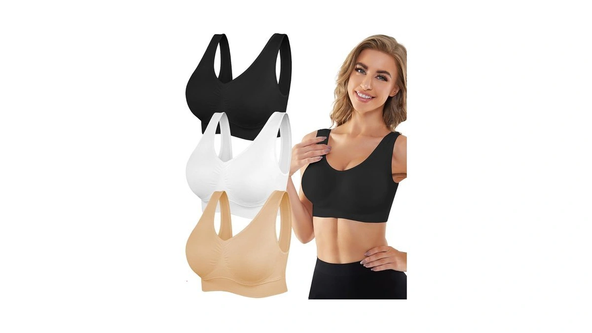 Yadifen Womens Sports Bras 3/4/6 Pack Wireless Seamless Yoga Sleep