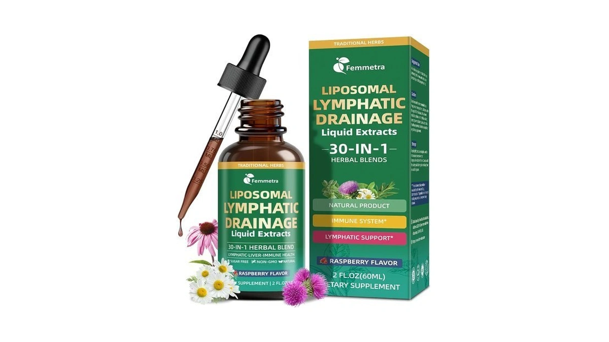 Femmetra Liposomal Lymphatic Drainage Supplements With 30-in-1 Herbal Blend