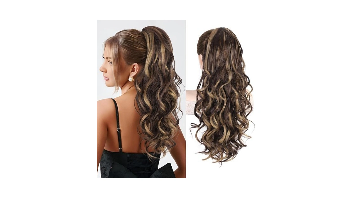 Hmd Claw Clip Ponytail Extensions 24 Inch Synthetic Wavy Hair