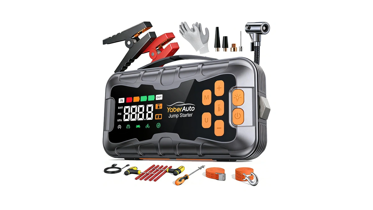 Yaberauto 16-in-1 Jump Starter With Air Compressor 8000a 160psi, Tool