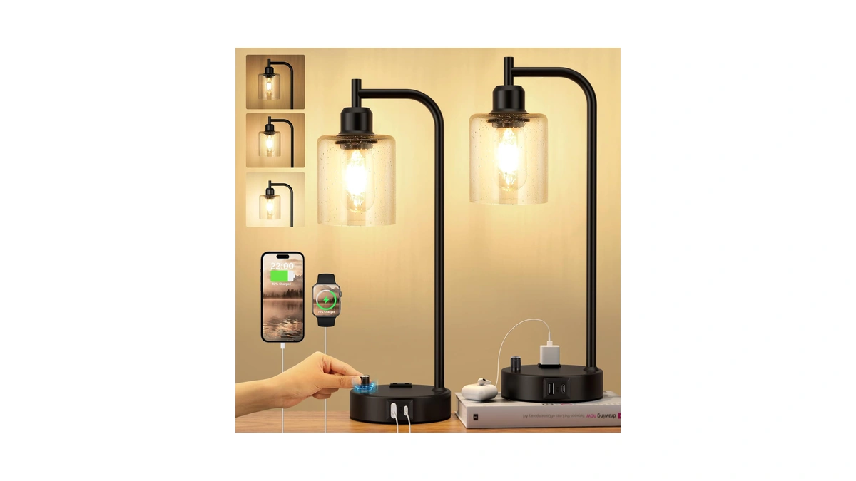 Amazon coupon: Industrial Bedside Lamps Set Of 2, Fully