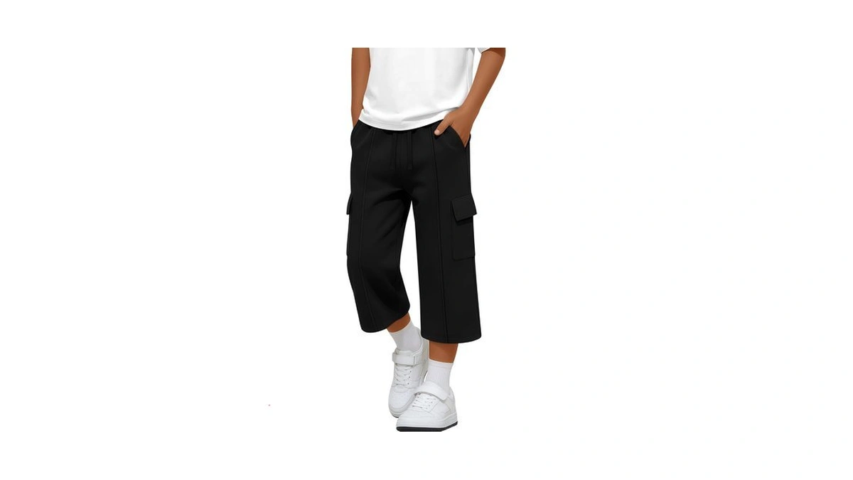 Lessonzoo Boy's Cargo Pants Capris Straight Leg Sweatpants With Multi