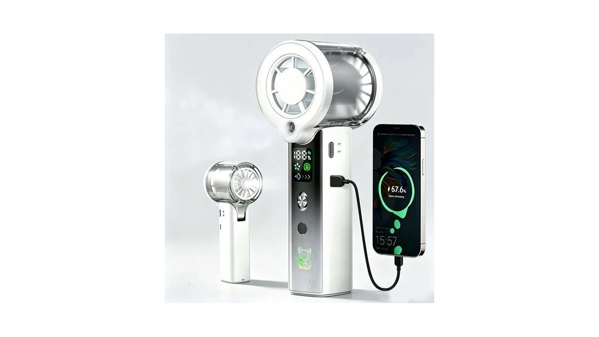 Doge&vollar 4-in-1 Misting Portable Fan, 5000mah 30h Max Runtime, 1-100