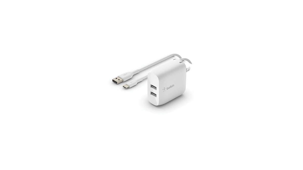 Belkin 24w Dual Port Usb Wall Charger W/ Usb-c Cable