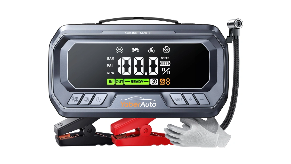 Yaberauto 12-in-1 Jump Starter With Air Compressor 8000a 160psi 65w