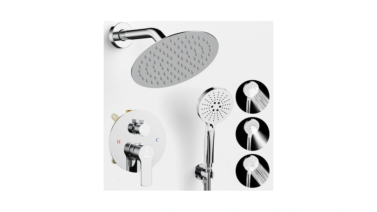 Jqbqs Shower Faucet Set 8in Brass Rough-in Valve Body Trim