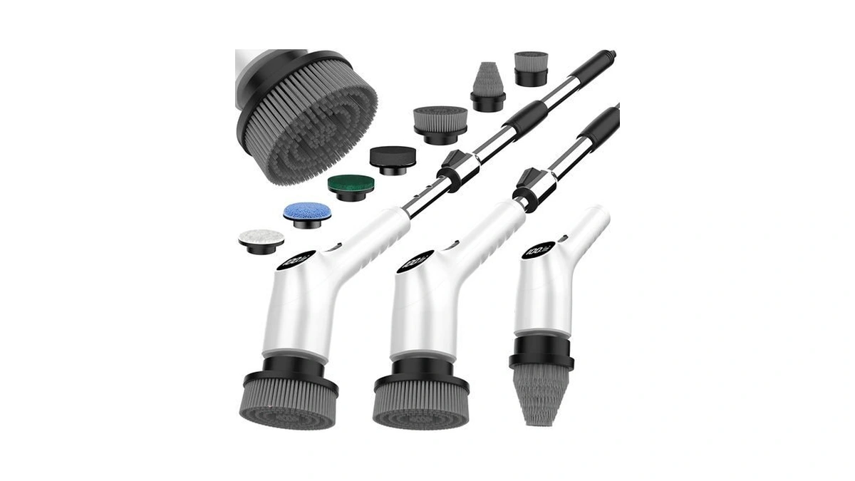 Electric Spin Scrubber, Shower Scrubber With Long Handle Adjustable Lcd