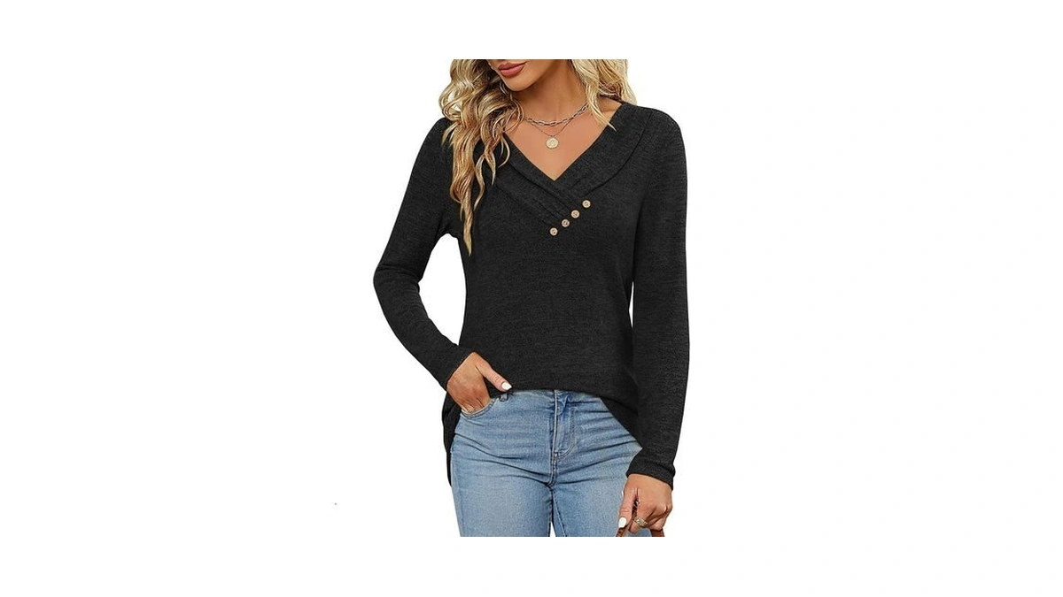 Fmeyoa Women's Fall Long Sleeve Tunic Tops For Leggings V