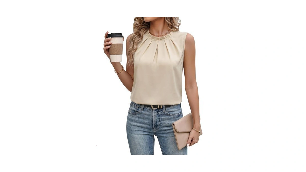 Datamount Satin Tank Tops For Women Ruffle Mock Neck Sleeveless