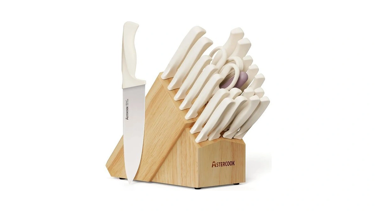 Knife Set, Astercook 22-piece Kitchen Knife Set With Sharpener Block,
