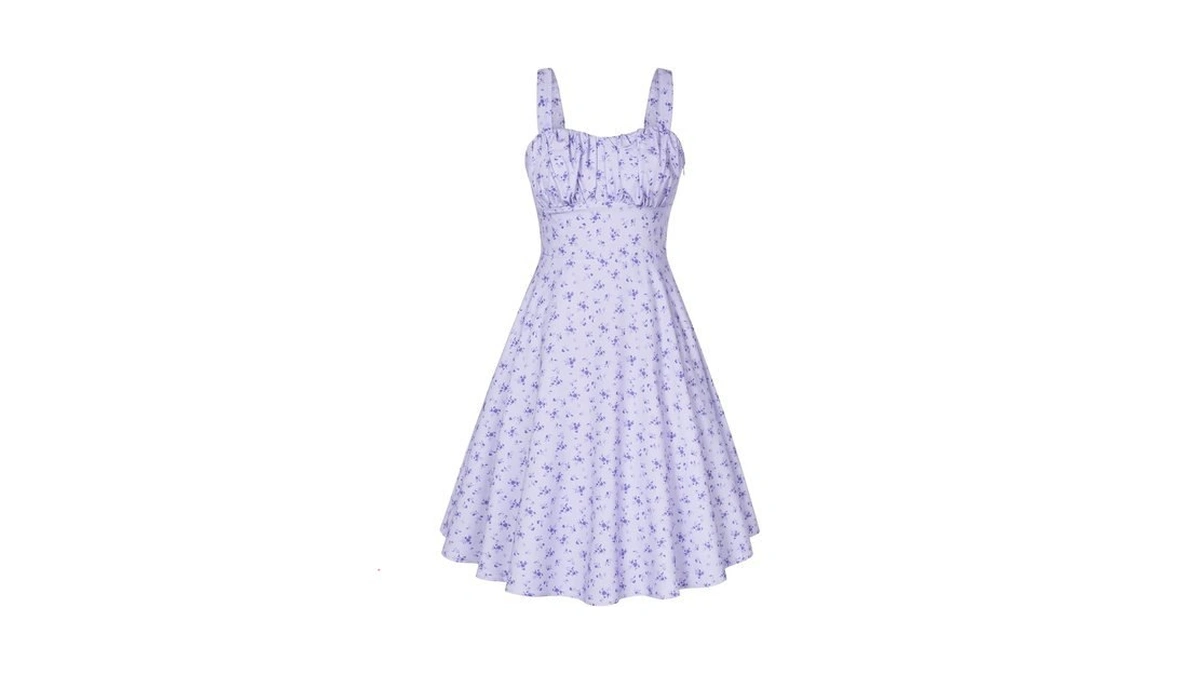Belle Poque Womens Vintage A-line Cocktail Party Dress Purple-floral M