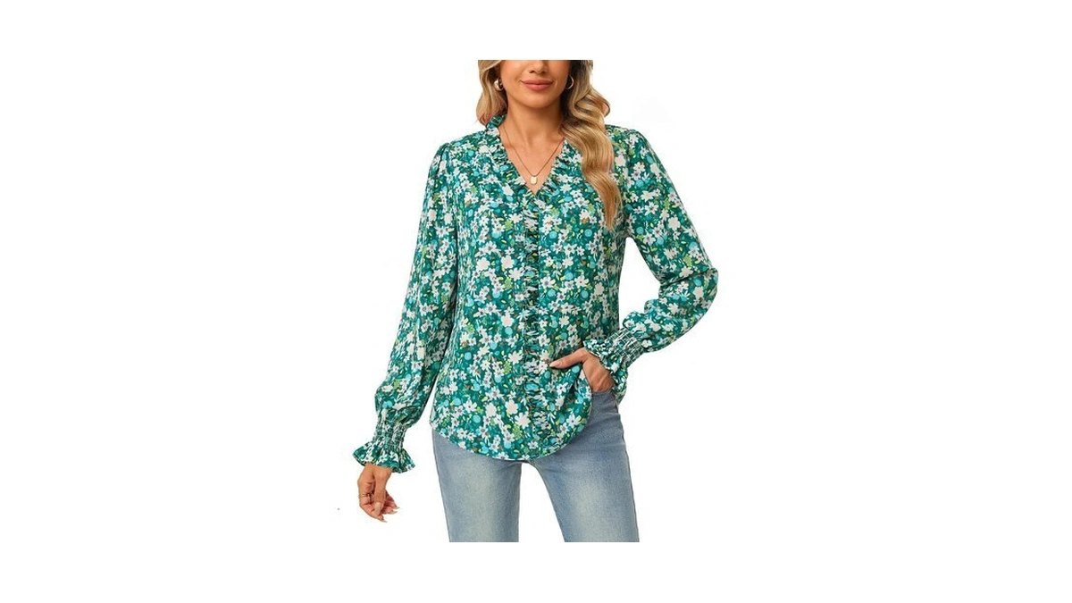 Grace Karin Womens Long Sleeve Boho Tops Ruffle Work Blouses