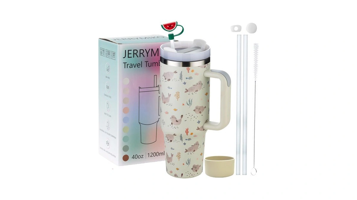 Jerrymiko 40 Oz Tumbler With Handle And Straw Lid,simpl Moder